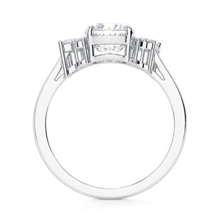 Anillo de compromiso y aniversario RITZIN con diamante cultivado en laboratorio de corte cojín, estilo elegante, oro rosa de 14K para mujer - Product Image 4