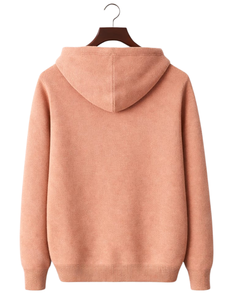 Sweat à capuche personnalisé pour homme en maille pêche, col à trois boutons, mélange de coton doux, chaud, hiver, décontracté, streetwear, OEM sur mesure - Product Image 5