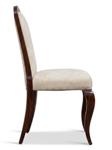 Chaise de salle à manger française de style Mid-Century Modern avec dossier médaillon, siège rembourré pour hôtel, maison, salon et salle à manger - Product Image 1