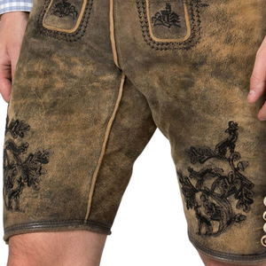 Authentic Custom Bavarian Shorts with Embroidery Adjustable Canvas <b>Suspender</b> for Oktoberfest Festivals - Product Image 4