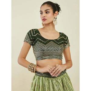 Fascinating Green <b>Sequins</b> Art Silk Mehendi Wear Lehenga Choli for Evening Dresses - Product Image 1