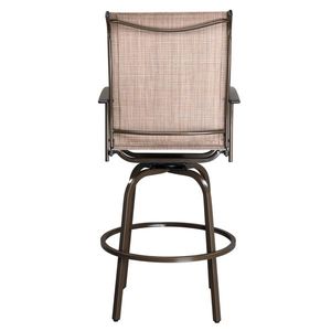2pcs Brown Wrought Iron Swivel Bar Stools Comfortable Patio Furniture Swivel Bar Chairs - Product Image 5