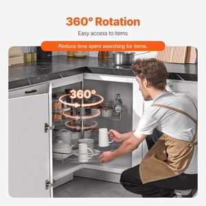 Organizzatore angolare cromato a forma di renna da 28 pollici, girevole a 360°, a 2 livelli, regolabile in altezza, per angolo cieco di mobiletto da cucina - Product Image 5