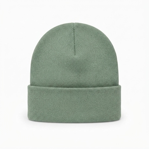 Gorro de Punto Verde Salvia con Puño, Gorro Cálido de Invierno con Logotipo Bordado Personalizado - Product Image 2