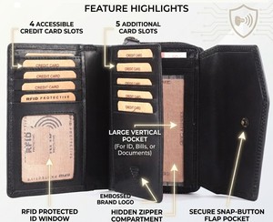 Genuine Leather Designer Women Clutch <b>Purse</b> with <b>RFID</b> and Large Capacity Card storage Wallet for Ladies - Product Image 4