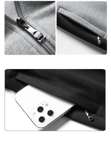 Unisex Gray Black Color Blocking Heavyweight Printed Tracksuit Full Sleeve Drawstring Closure Casual Sweatshirt Joggers Set - Product Image 6