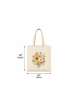 Sac fourre-tout en toile personnalisé AMANI à motifs floraux - Réutilisable pour les courses quotidiennes, les courses alimentaires et les voyages (toutes saisons) - Product Image 2