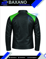 Alpha |   Kapa |   Blouson de moto en cuir pour femme Alpha, noir et vert, avec blocs de couleur, fermeture éclair sur le devant, style racing