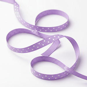 Cinta de grogrén de 6 mm con lunares blancos y lavanda de Neelkamal Industries al por mayor para recuerdos de baby shower, pinzas para el pelo y lazos - Product Image 1
