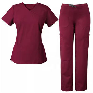 GLOWING NEON INDUSTRY Women's Doctor Scrub <b>Top</b> Set V-Neck Short Sleeve Rayon Woven Fabric Seamless Fusing Hospital Uniform - Product Image 1