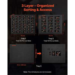 Bolsa de transporte en miniatura para figuras, correa de hombro ajustable, 3 capas de espuma para gran capacidad de almacenamiento, se adapta a bolsas de escala 1:500-1:750 - Product Image 3