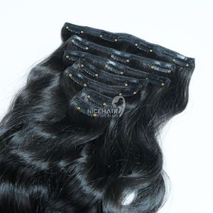 Extensiones de Cabello Natural con Clip, Precio de Mayoreo para Proveedores de Cabello Humano, Producto de Belleza Natural para Mujeres - Product Image 1