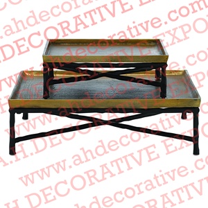 Plateau décoratif antique en laiton et métal avec supports pour le salon, plateau en aluminium massif le plus vendu pour la décoration de la maison - Product Image 5