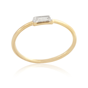 แหวนเพชรทรงบาแกตต์ธรรมชาติ ทองคำขาว 14k วงบาง ดีไซน์สวยงาม ของขวัญวันเกิดสำหรับเธอ แหวนซ้อนกันได้ ขายส่งเครื่องประดับ - Product Image 4