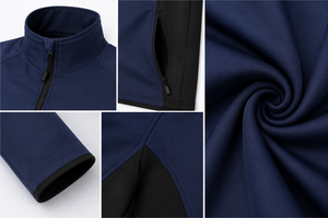 Women's Navy Blue Full Zip <b>Cycling</b> Jacket Windproof Polyester Long Sleeve Sport Wear - Product Image 3