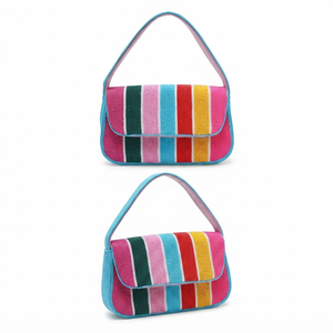 Handmade Red Zebra Stripe Beaded <b>Shoulder</b> <b>Bag</b> <b>Women</b> Animal Pattern Flap Evening Clutch Chic Underarm Handbag - Product Image 4