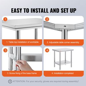 24 X 30 X 31 Inch Heavy Duty <b>Prep</b> <b>Table</b> 700 Lbs Load Capacity 3 Adjustable Height Level Steel Commercial <b>Kitchen</b> Fabrication - Product Image 6