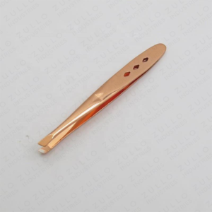 Rose Gold Stainless Steel Slant Tip Eyebrow Tweezers Professional Beauty <b>Tool</b> for Home and Salon Use Precision Grooming - Product Image 4