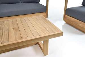 Conjunto de Sofás Premium para Exteriores con Estructura de Teca y Asientos Acolchados Grises - Product Image 5