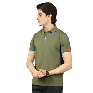 Camisetas de Manga Corta para Hombre, Ligeras, de Color Sólido, con Logotipo Bordado Personalizado, Corte Regular, Botones Tejidos, 100% Algodón Jersey - Product Image 2