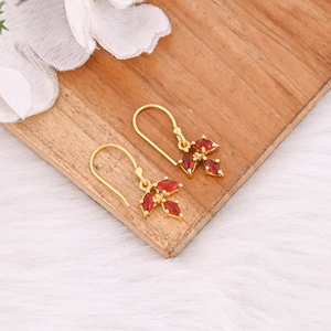 Pendientes Minimalistas de Ónix Rojo, Joyería de Latón Hecha a Mano - Product Image 2