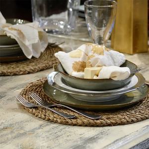En gros, Set de table bohème en jonc de mer noir géométrique tressé, Sous-verre en paille, Protection de plat résistante à la chaleur, Décoration de salle à manger de luxe - Product Image 2