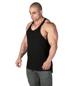 Camiseta sin mangas de punto negra para hombre, cuello redondo, color liso, ajuste casual, ropa deportiva, logotipo personalizado, algodón, para gimnasio y fitness. - Product Image 4