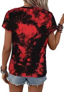 T-shirt ample et décontracté pour femme, en coton, lavable, style vintage, tie-dye, délavé, pour le yoga, l'entraînement, l'été, streetwear, teint par immersion - Product Image 3