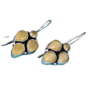 Boucles d'oreilles pendantes en argent oxydé avec pierres œil-de-chat, vente en gros |   Boucles d'oreilles multicolores faites à la main de style bohème pour femmes - Product Image 3