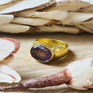 Market Favorite Bohemian Amethyst <b>Rings</b> Minimalist Brass Band <b>Women</b> 18k Gold Plated Chunky <b>Signet</b> Cocktail <b>Ring</b> Third Party - Product Image 4