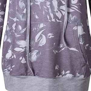 Sweat à capuche d'été pour femme, motif feuilles tropicales, matière légère, douce et aérée, coupe classique tendance - Product Image 2