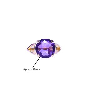 Anillo Clásico para Mujer de Plata de Ley 925 con Baño de Oro de 14K y Amatista Engastada en Canal, para Bodas, Gemvanity - Product Image 3