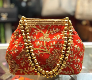 Bolso de Mano de Tela de Seda con Cuentas y Bordado Hecho a Mano en India, Bolso de Noche, Regalo de Boda, Recuerdo de Año Nuevo Chino, Bolsas de Regalo para Fiestas - Product Image 4