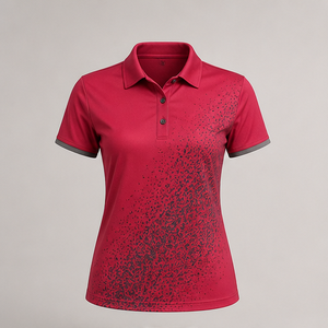 Polo pour femme personnalisé rouge framboise à effet dégradé, séchage rapide, respirant, manches courtes, uniforme d'équipe de golf WPS-0851 - Product Image 1