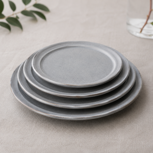 Assiettes de table japonaises en céramique Rikizo Beignet 9,5 cm 24 cm Gris Blanc Grès surglacé Lavable au lave-vaisselle Vaisselle Assiettes de service - Product Image 4