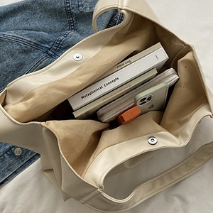 กระเป๋าหนังมังสวิรัติความจุขนาดใหญ่ถังไหล่ที่เรียบง่ายขนาดใหญ่สิริช้อปปิ้งใต้วงแขนที่จับด้านบน LHB-0015 - Product Image 5