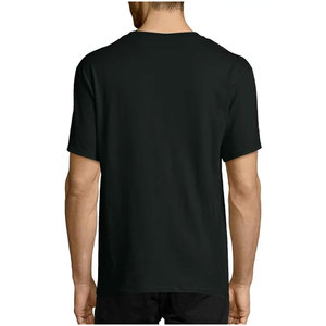 T-shirts noirs personnalisés pour hommes, manches courtes, col rond, 100 % coton peigné, logo brodé sur le devant, style formel, coupe ample - Product Image 3
