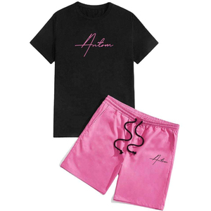 New Summer Short <b>Sets</b> High Quality French Terry 100% Cotton Breathable Short Sleeves 2 Piece T-shirt Shorts <b>Sets</b> - Product Image 2