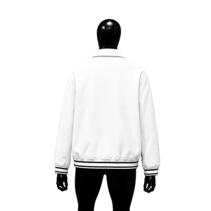 Blouson universitaire blanc premium pour homme – Luxe, mode et confort – Col rabattu, coupe droite, style décontracté pour l'automne – Style urbain JAC - Product Image 2
