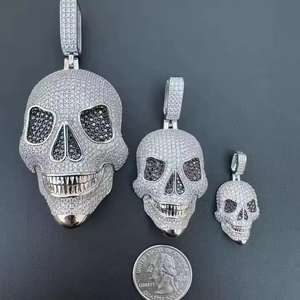 Colgantes y Dijes de Joyería Fina de Plata de Ley 925 con Calavera 3D de Moissanita, Disponibles en 3 Tamaños (Pequeño, Mediano, Grande), Pasa el Test de Diamante - Product Image 2