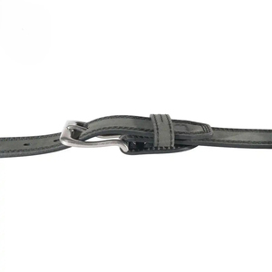 Ceinture en cuir de vache gris avec boucle rectangulaire, style formel durable - Product Image 2