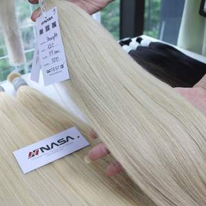 Extensions de cheveux vietnamiens en vrac super double tirés, prix d'usine, blond # PLA02 # PLA01 # 60 50cm Naturel Lisse - Product Image 3