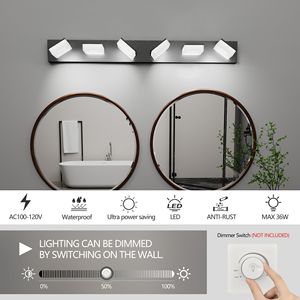 Lampada da Bagno a LED Moderna in Acrilico Nero Opaco, 6 Luci, 39 Pollici, Illuminazione da Parete M - Product Image 5