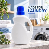 Bouteille de lessive avec poignée | Conteneur de nettoyant liquide en PEHD, rechargeable, avec bouchon à vis, corps large, 1000 ml, pour stockage