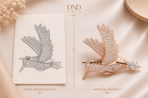 Broche de Pájaro con Diamantes en Oro Blanco |   Pin de lujo con diseño de pájaro en vuelo - Product Image 3