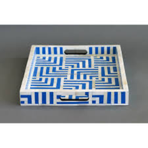 Bandeja de incrustaciones de hueso Leaforia, rectangular, lujosa y hecha a mano, con patrón de hojas, para decoración del hogar, regalos y estilo natural. - Product Image 3
