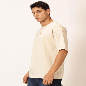 T-shirt pour homme à manches courtes surdimensionné vintage à motif vague d'été personnalisé avec logo, délavé à l'acide et usé, à épaules dénudées - Product Image 2