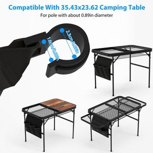 Tear-Resistant Hanging <b>Storage</b> Net for Camping Table 35.43x23.62 Folding Table Net Bag with 3 Side Pockets and 4 <b>Corner</b> Clips - Product Image 6