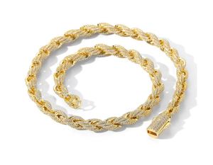 18K Gold Plated <b>Iced</b> <b>Out</b> Twist <b>Chain</b> Necklace Zircon Inlay Hip Hop Link for Men Women Daily Party Wear Gift - Product Image 1