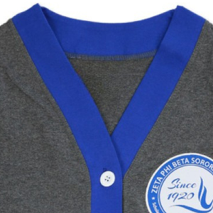 Cárdigan Gris Azul con Botones Zeta Phi Beta para Mujer, Suéter de Punto con Letras Griegas, Ropa Casual de la Hermandad, Diseño desde 1920 - Product Image 4